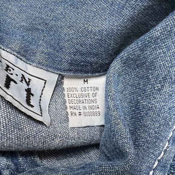 Keren Hart Floral Embroidered Denim Jacket Vintage Y2K Women's Medium Bohemian - Picture 6 of 12